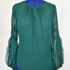 Worthington Blouse Sheer Sleeves Large